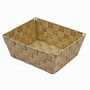 Trade Shop - Porta Oggetti Organizer Bagno Camera Cucina In Tessuto Beige 28x22x10.5cm 79021 -