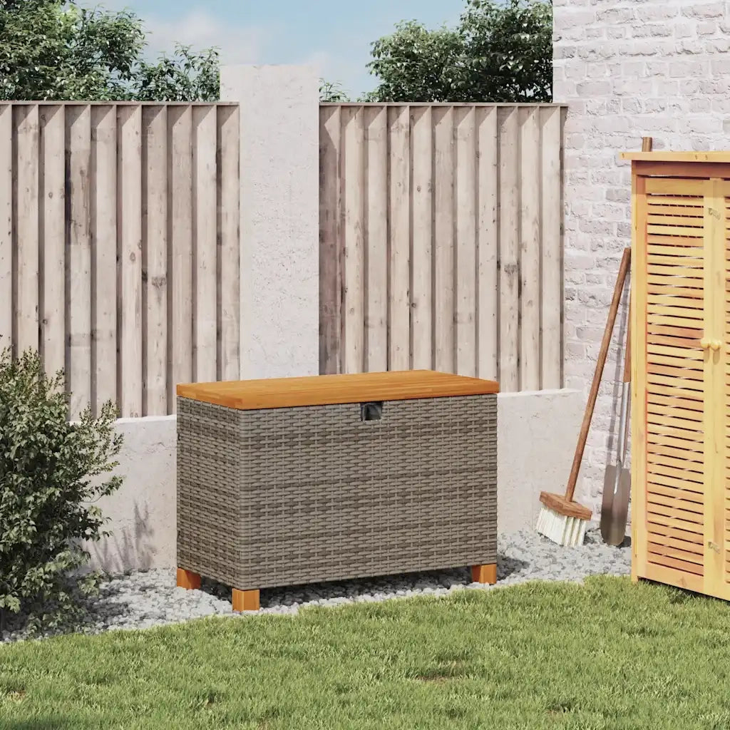 Contenitore Giardino Grigio 80x40x48 cm Polyrattan Legno Acaciacod mxl 88173