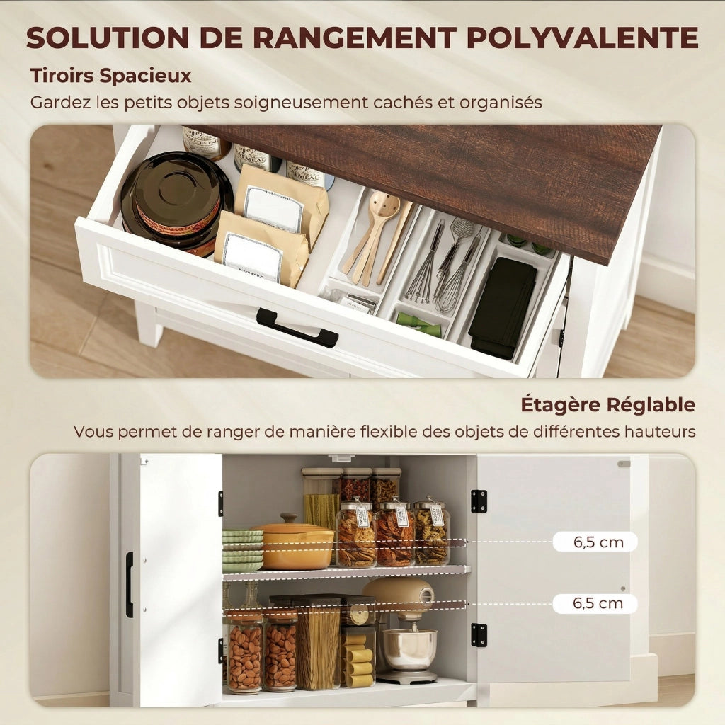 Credenza Ingresso 2 Ante ¨C Xylo ¨C Bianco Legno con Cassetto e Ripiani 76x35x80cm