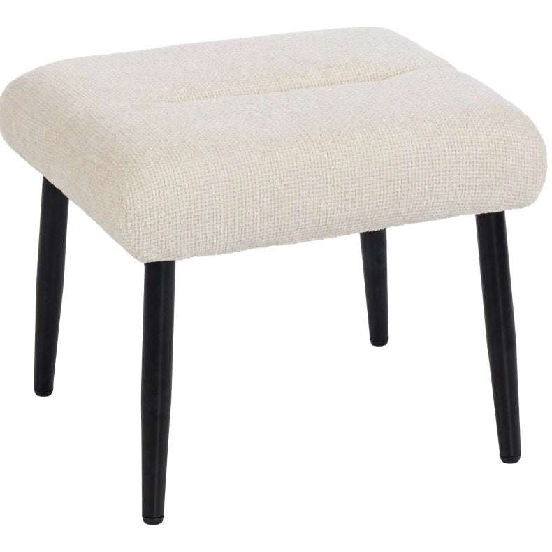 Pouf con cuscino in ciniglia e gambe in acciaio color crema