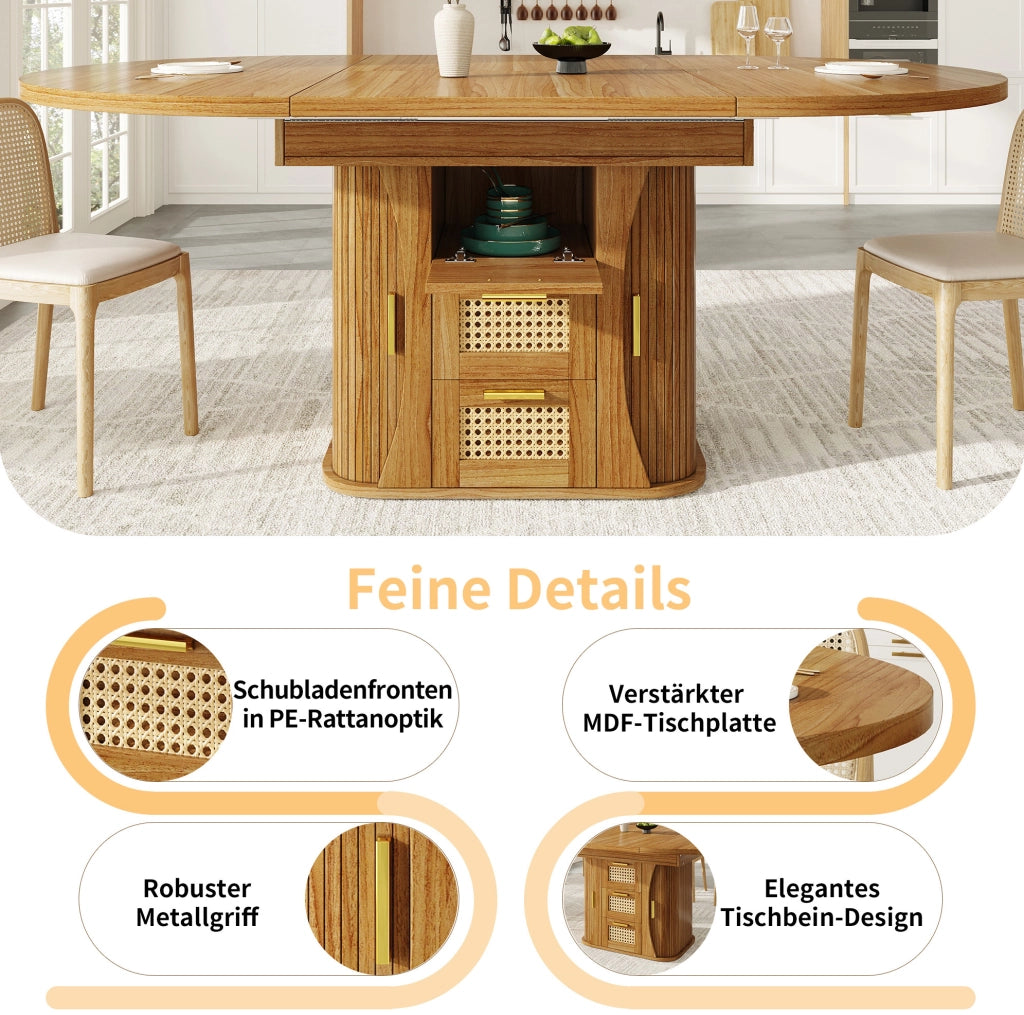 Tavolo da pranzo allungabile 118-158 cm con cassetti