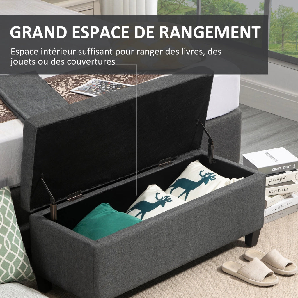 Pouf contenitore per salotto camera ingresso ¨C zephmum ¨C 100x40x44 cm grigio scuro
