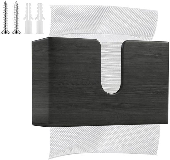 Dispensatore di asciugamani in bambù - Supporto per asciugamani in carta - Nero - Appeso/In piedi - 29 x 18,5 x 11,5 cm - Sostenibile e pratico