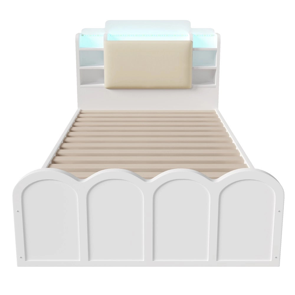 Letto Contenitore con LED e USB ¨C Xylo ¨C Bianco 90x200