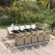 Set da Pranzo per Giardino 11pz con Cuscini in Polyrattan Beige cod mxl 36019