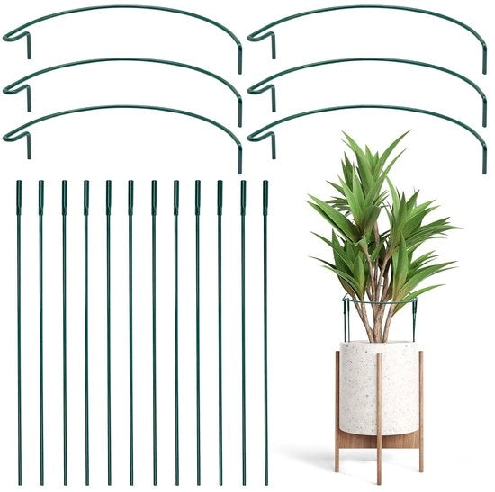 Sostegni a forma di semicircolo per piante da giardino - robuste supporti metallici per fiori - 6 pezzi - 35 x 20 cm