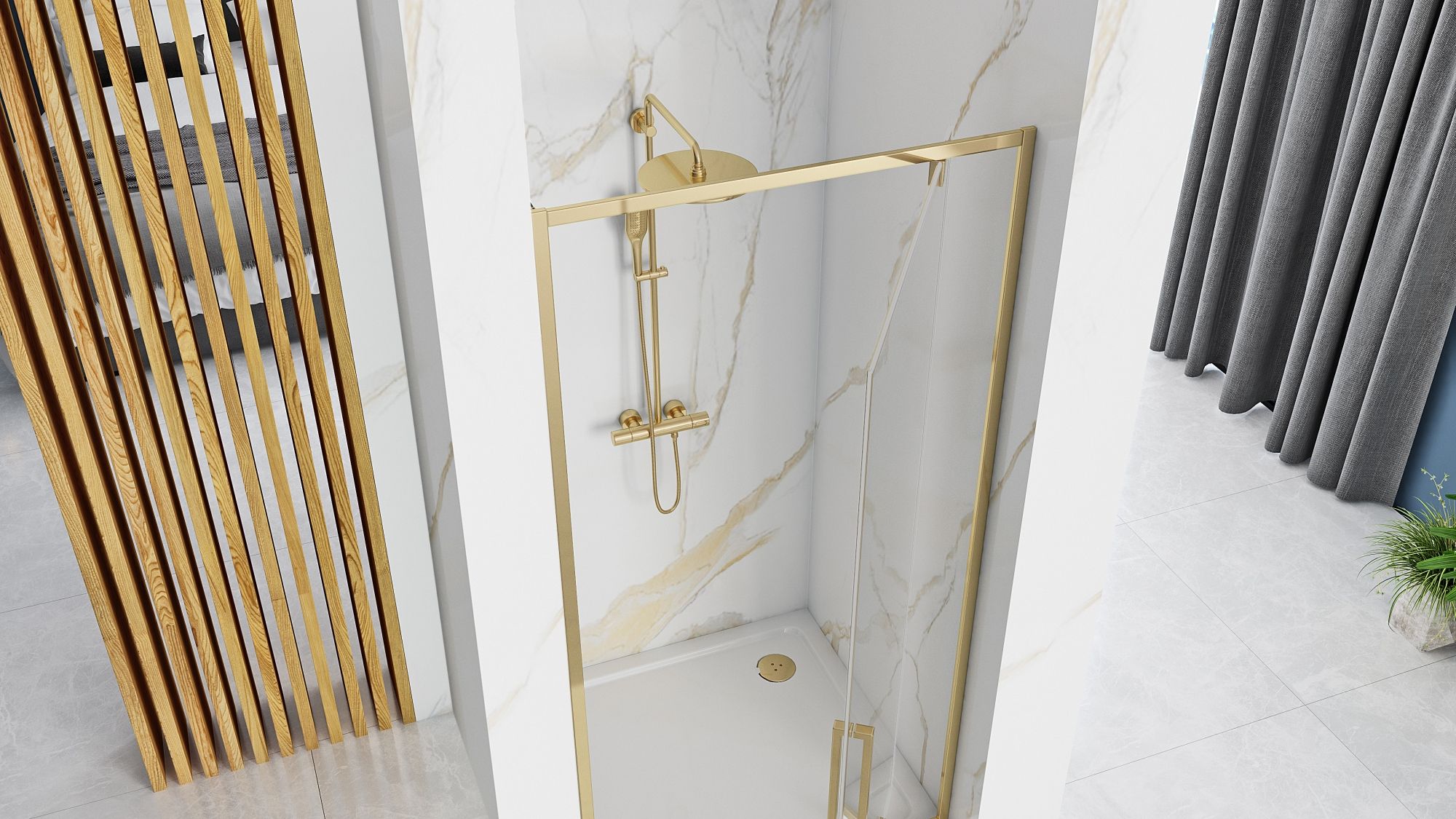 Porta Doccia Rea Rapid Swing Gold 100