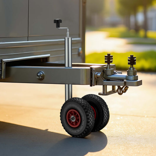 Servotimone con ruota di appoggio doppia, portata 200 kg, supporto per rimorchio con pneumatici gonfiabili, ruotino di appoggio, altezza regolabile 66-86 cm, per rimorchi e caravan