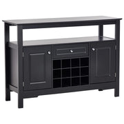 Credenza in MDF nero con frontali in vetro 2 ripiani ad anta cassetto portabottiglie credenza in stile mediterraneo corridoio
