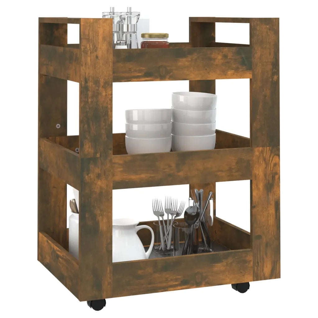 Carrello da Cucina rovere fumo 60x45x80 cm Legno Multistrato cod mxl 76745