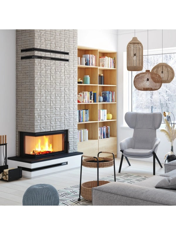 Caminetto ad angolo Inserto Apertura sinistra Nero Energy 85x50x47 (17 kW) ECO