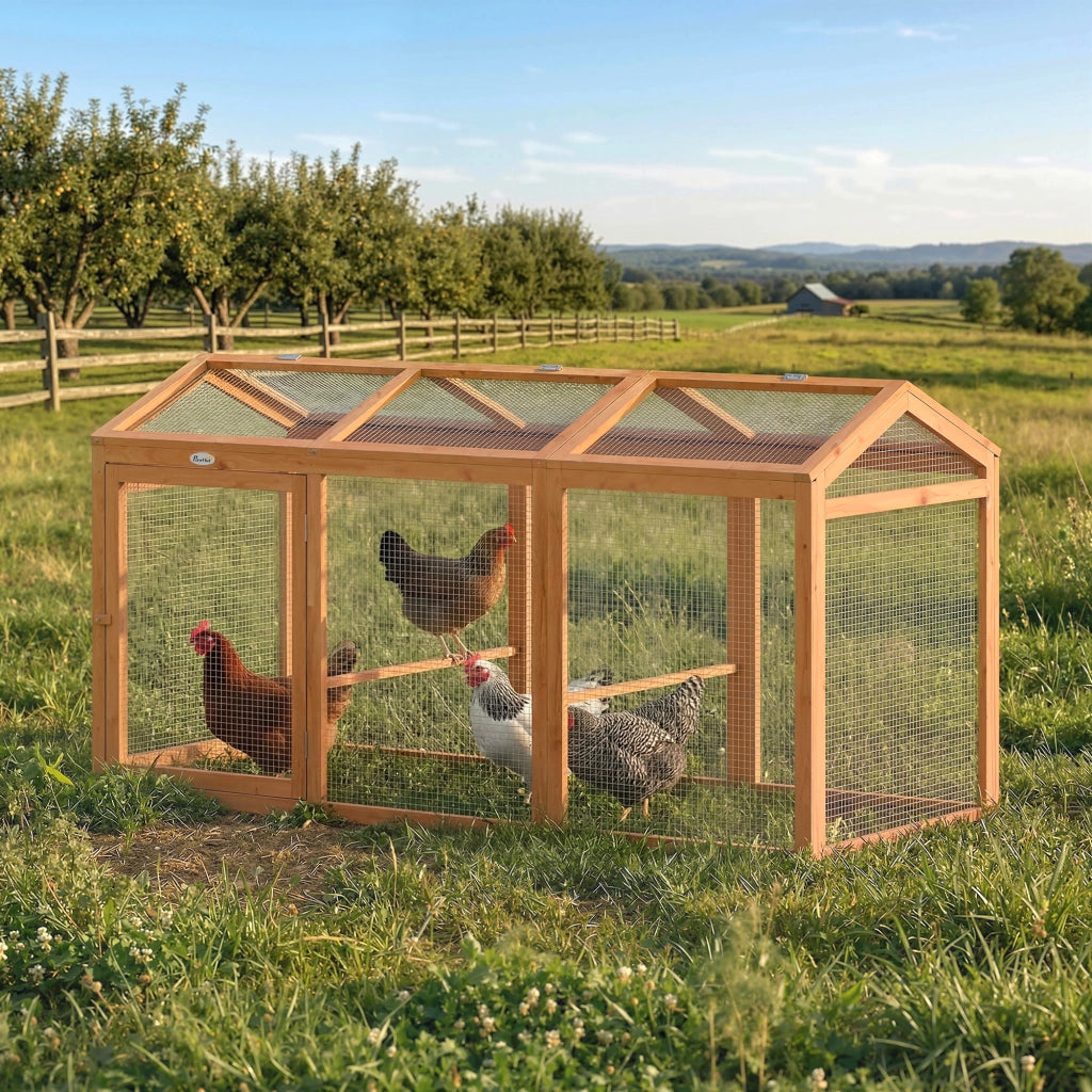 Pollaiolo per Galline con Trespolo ¨C zephmum ¨C Legno e Metallo Arancione 156x70.5x84 cm