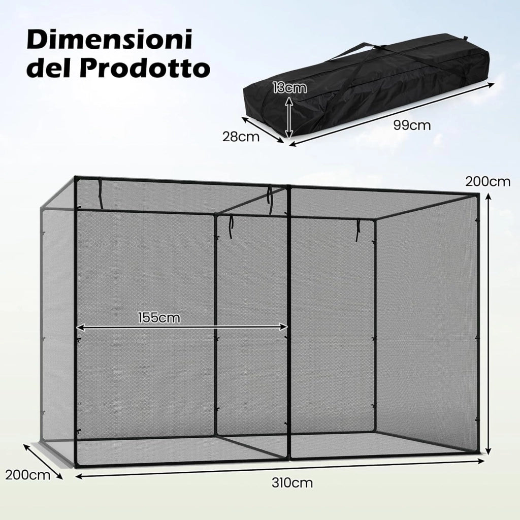 Serra da Giardino, Mini Serra da Balcone per Proteggere Piante e Fiori con Rete Traspirante ad Alta Densità, Robusti Tubi Metallici, Connettori Rinforzati e Borsa