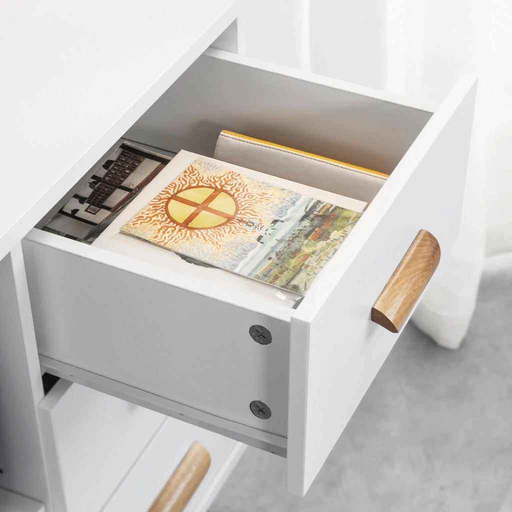 Comodino Piccolo Tavolino Divano Con 3 Cassetti Comodino Comodini L48*P40*A60cm Bianco FBT95-W SoBuy
