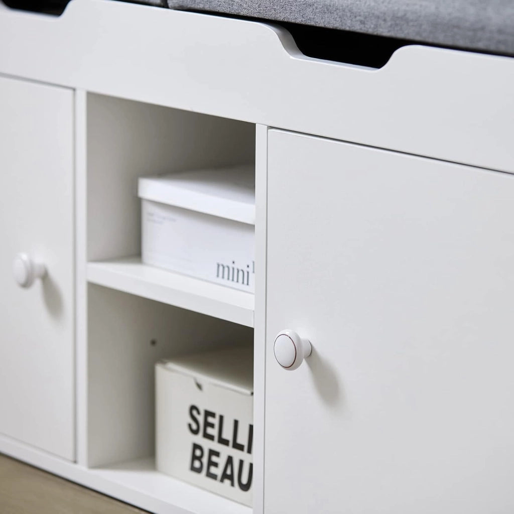 Scarpiera Salvaspazio Slim Ingresso - Panca Scarpiera Ingresso - Panca Contenitore con Vano Portaoggetti - Portata per Corridoio, Soggiorno, Camera da Letto - Bianco 100x48x34 cm FSR96-W