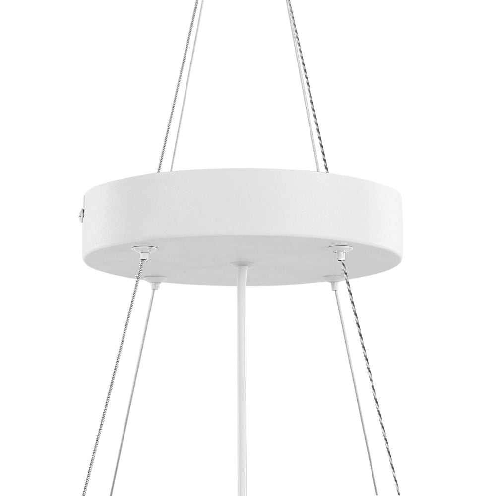Lampada a sospensione in acciaio bianco con luci a LED integrate in acrilico Anello tondo a sospensione con illuminazione moderna