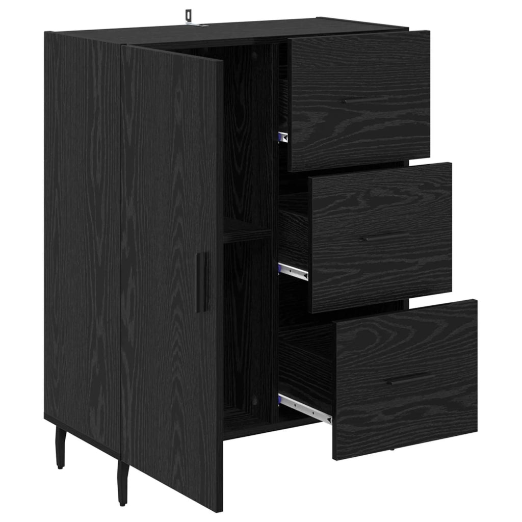 Credenza | Madia | Buffet da pranzo | Armadio da pranzo con cassetto Rovere Nero 69,5 x 34 x 90 cm