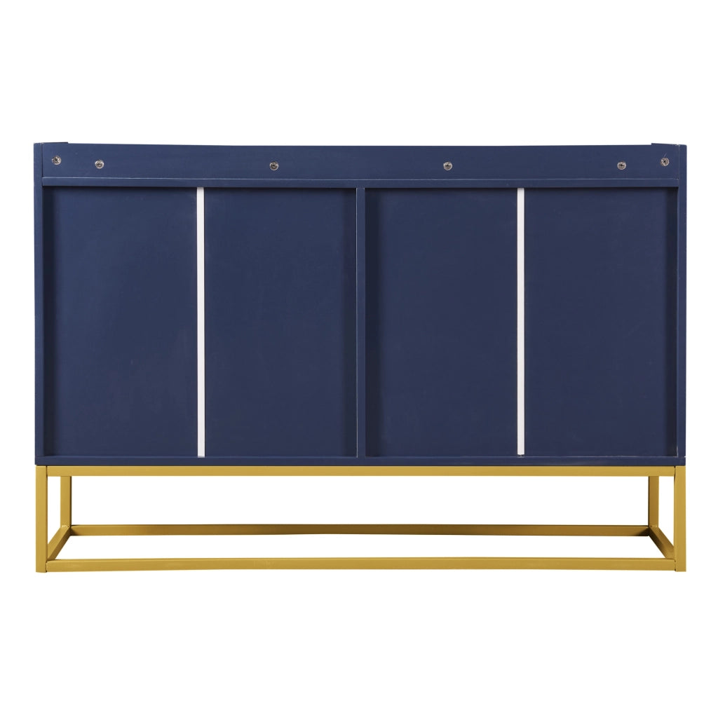 Credenza 120x30x80 cm con 4 ante e ripiani regolabili; MDF e pannello truciolare blu navy