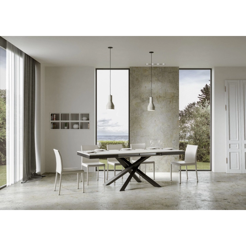 Tavolo allungabile 90x180/284 cm Volantis Evolution telaio Antracite - Bianco Frassino