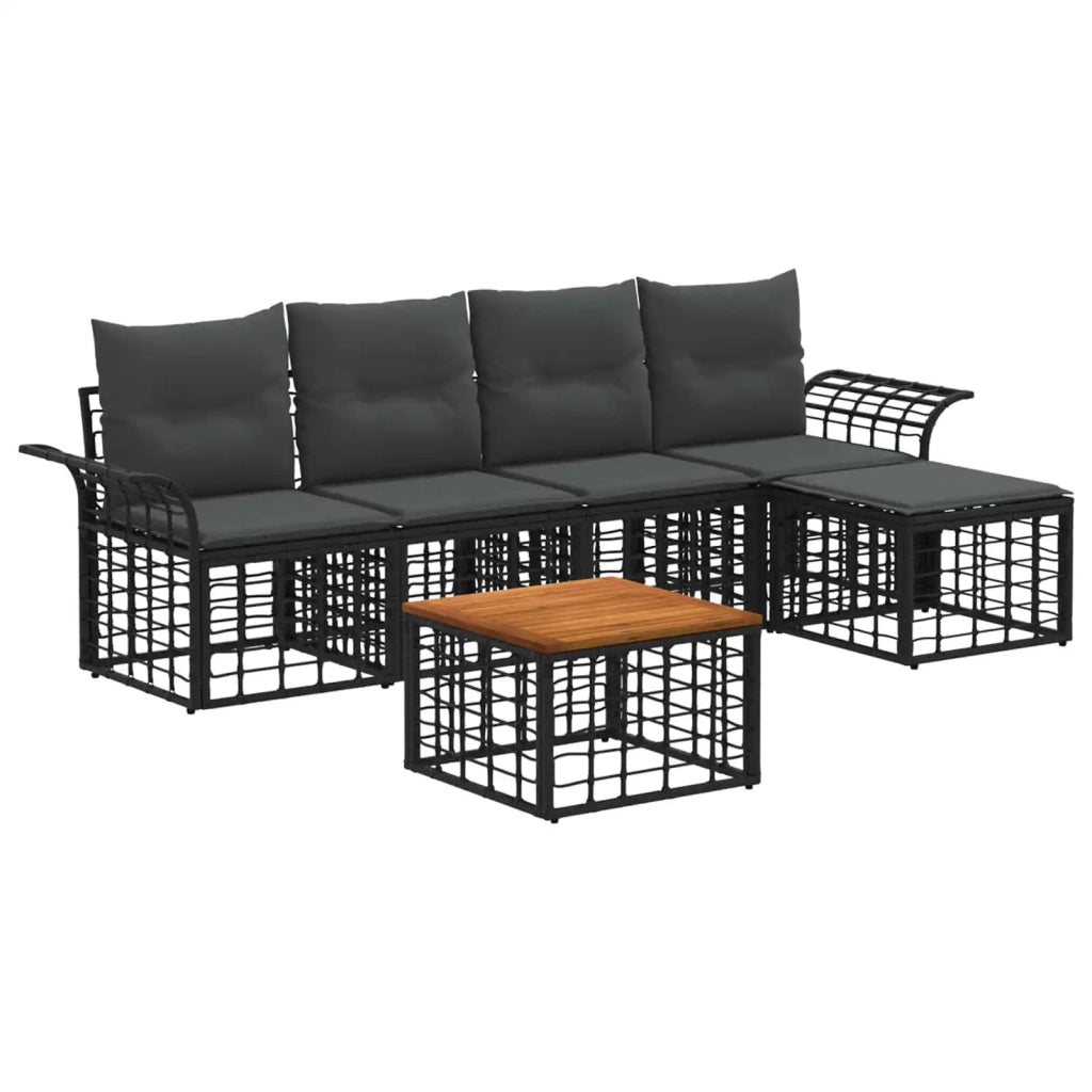 Set di divani da esterno 6 pcs Nero e Grigio scuro Poliestere 3437681