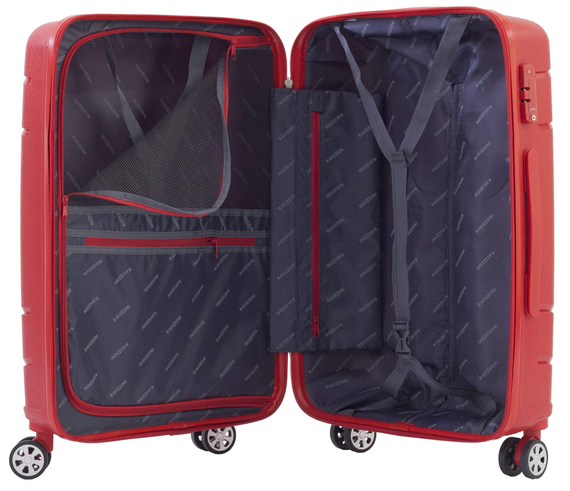 Trolley Valigia Grande Rigida in Polipropilene 4 Ruote TSA Ravizzoni Cuba Libre Rosso