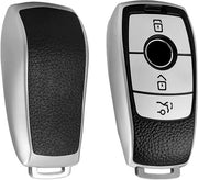 Protezione per chiave di accensione auto - TPU-silicone - testo LED - compatibile con E-klasse e S-klasse - colore argentato