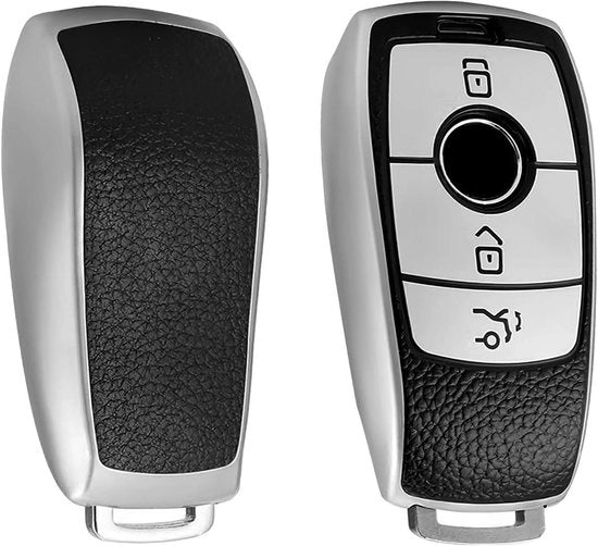 Protezione per chiave di accensione auto - TPU-silicone - testo LED - compatibile con E-klasse e S-klasse - colore argentato