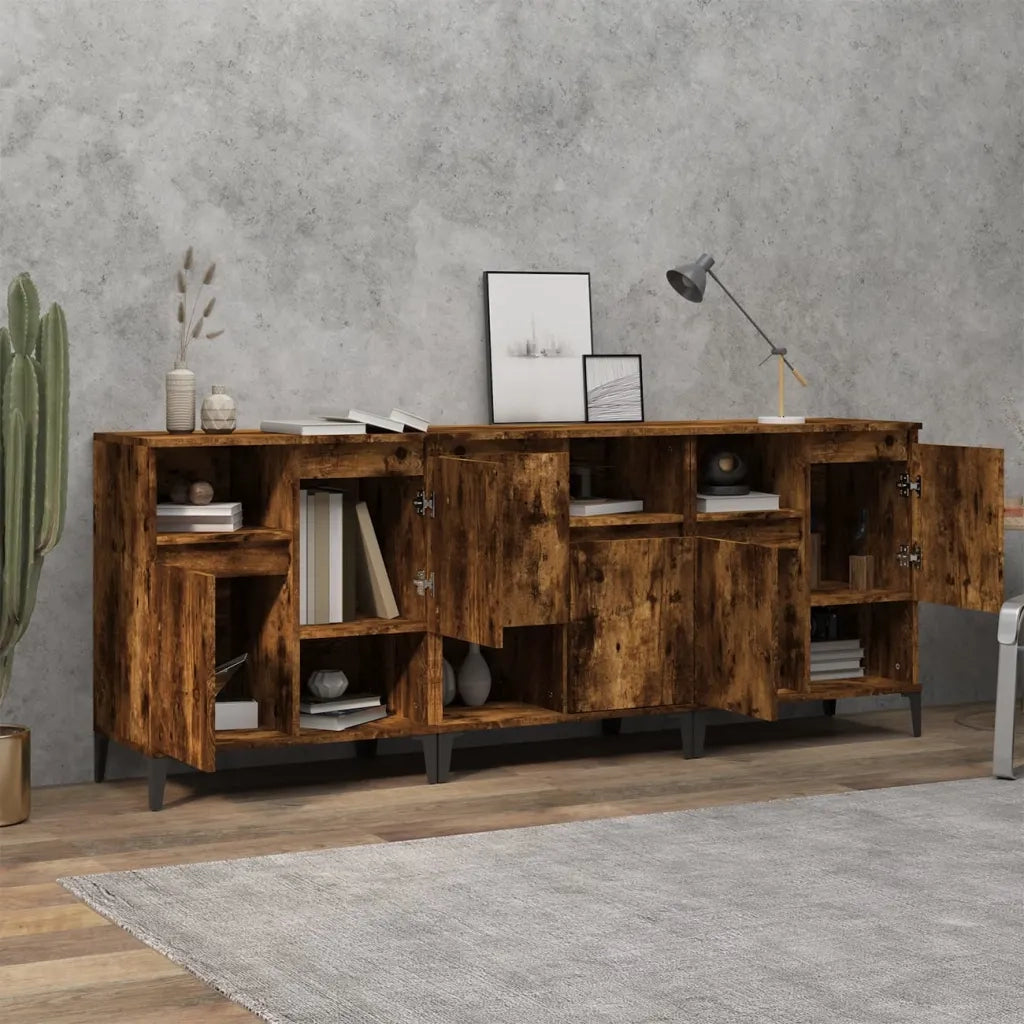 vidaXL Credenze 3pz Rovere Fumo 60x35x70 cm in Legno Multistrato