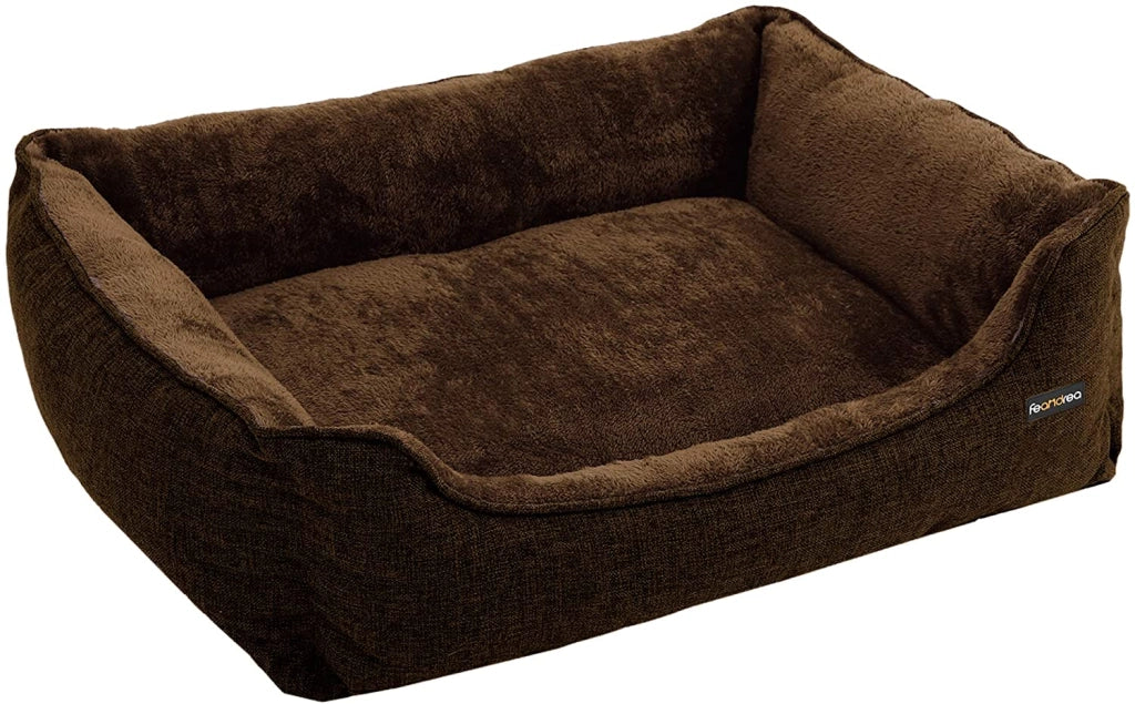 Cuccia/cesto per cani con rivestimento in tessuto stile orsetto sfoderabile e lavabile in lavatrice marrone 90 cm 12_0000786