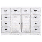 Credenza con 10 Cassetti Bianca 113x30x79 cm in Legno