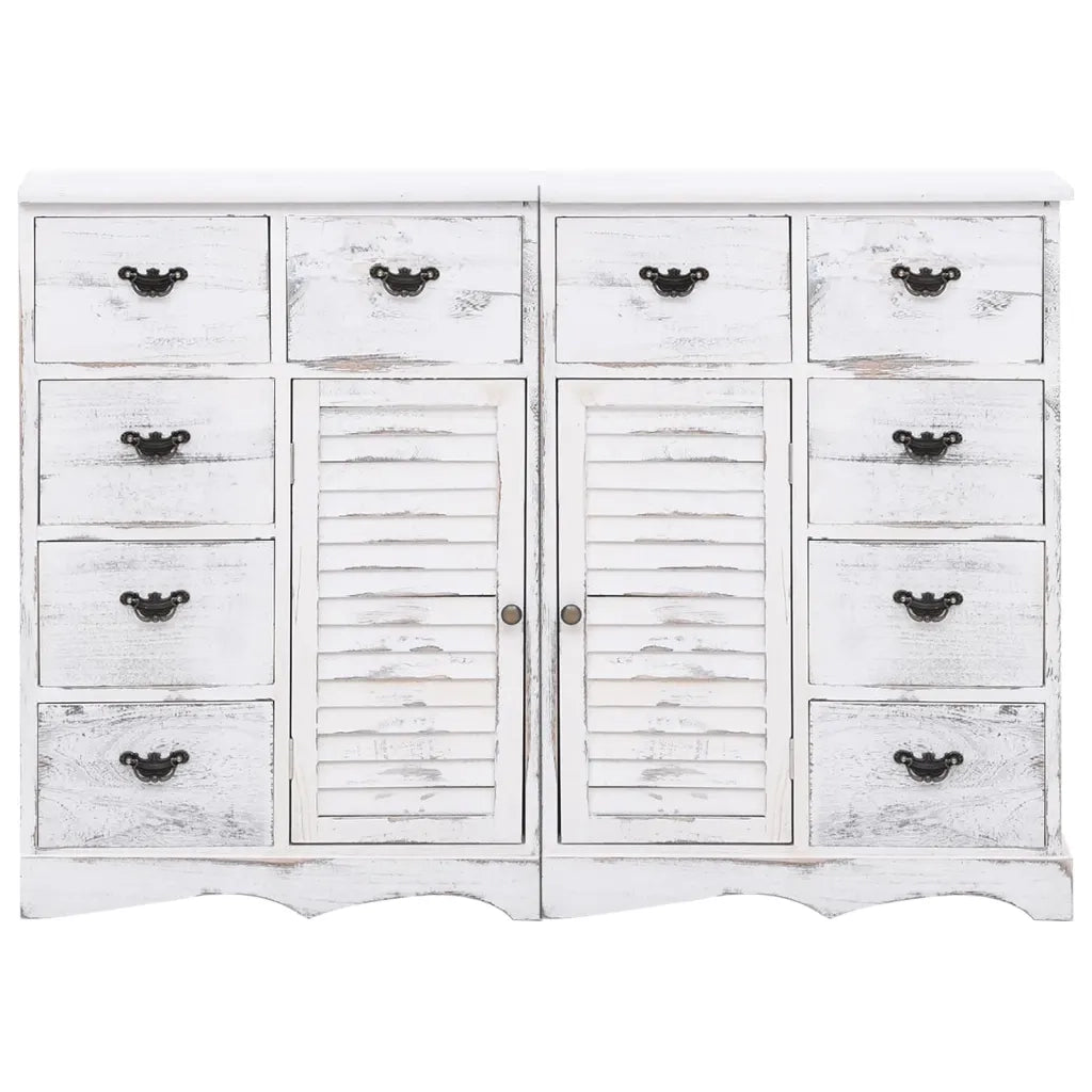 Credenza con 10 Cassetti Bianca 113x30x79 cm in Legno