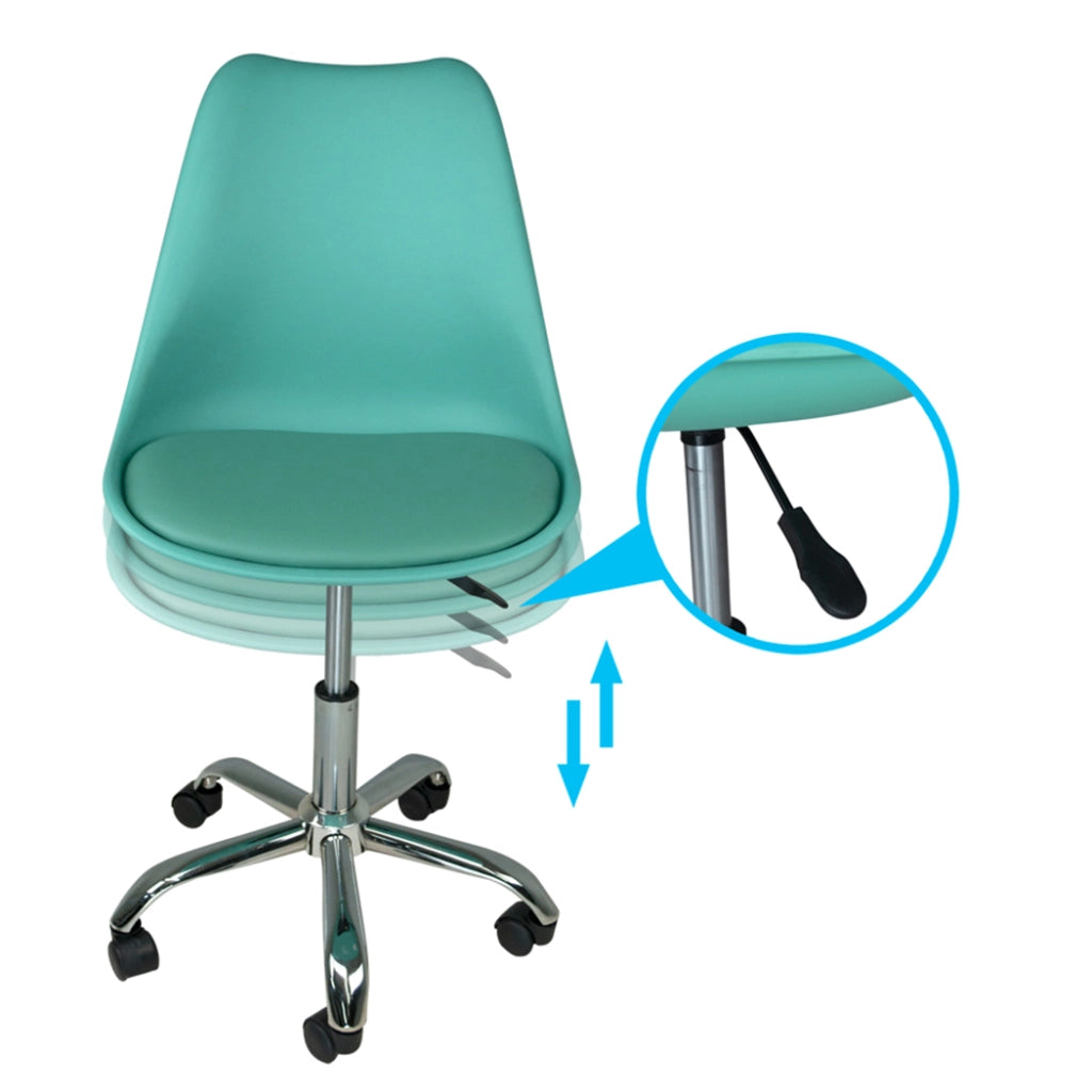 Sedia da ufficio girevole, sedia da scrivania verde acqua con rotelle - SALLY - SU28SAPM