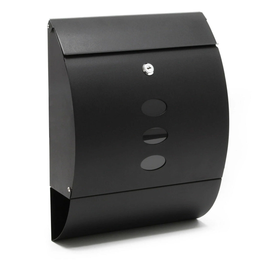 Cassetta postale di design da parete con scomparto per giornali acciaio zincato 32 x 40 x 12 cm nero 16_0000081