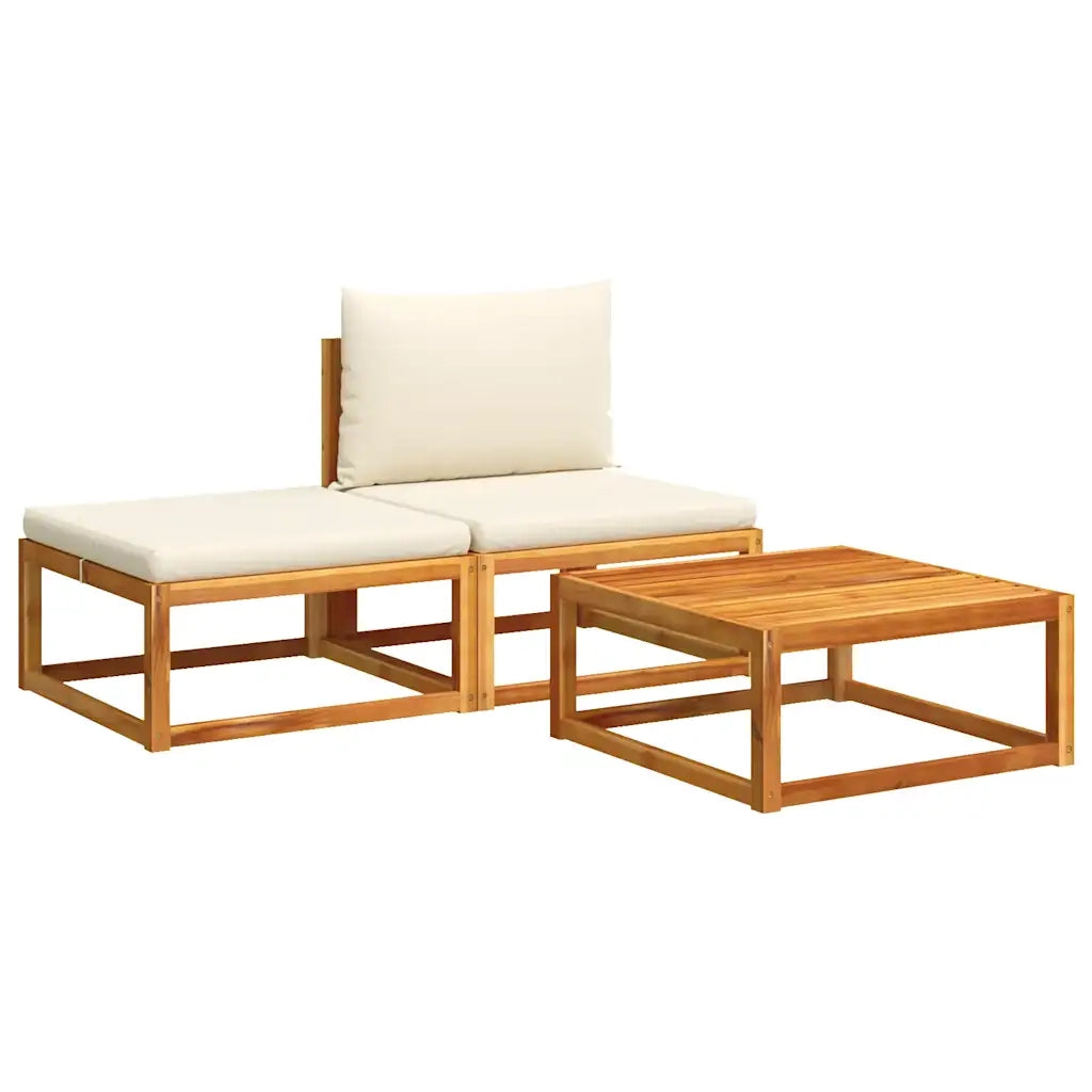 Set di divani da giardino 3 pezzi con cuscini in legno di acacia e corda 4008166