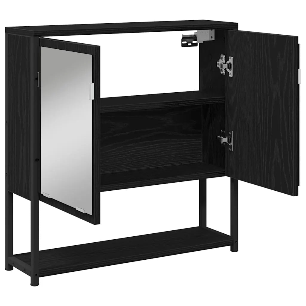 Mobiletto per specchio con porta Rovere Nero 60 x 16 x 60 cm 862225