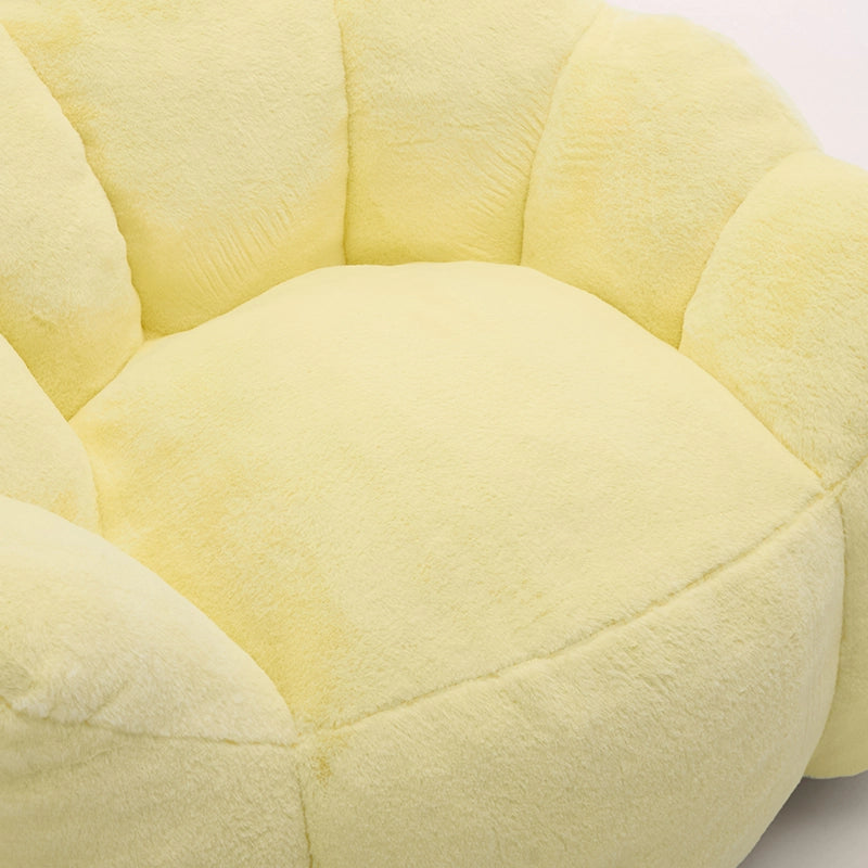 Poltrona pouf compatta a forma di loto con seduta morbida e leggera facile da spostare in tessuto peluche giallo