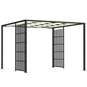 Pergola per Esterno 3x3 m con Copertura Ondulata e Pannelli Laterali, in Metallo e Poliestere Nero