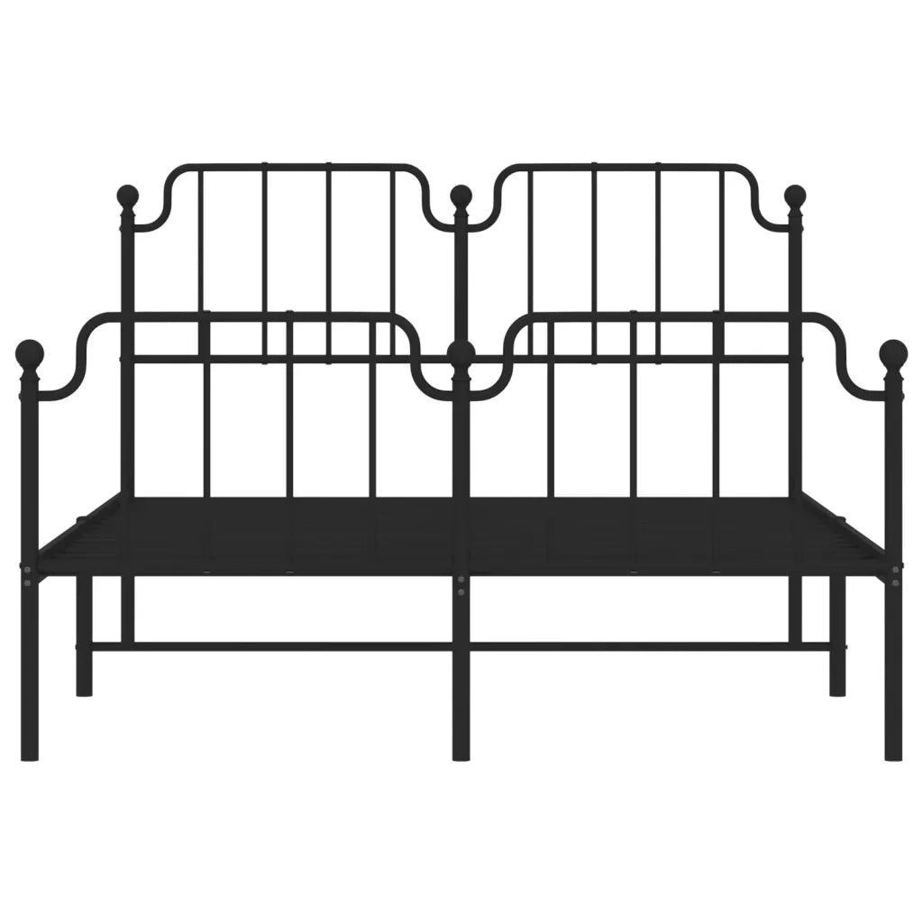 Giroletto con Testiera e Pediera Metallo Nero 140x200 cm 373906