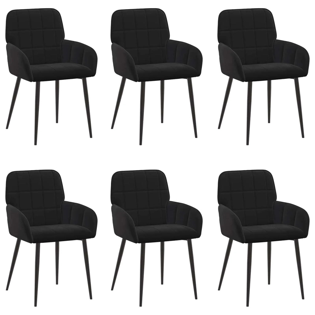 Sedie da pranzo 6 pcs Velluto (V) Nero 56,5 x 50 x 86 cm 3428180