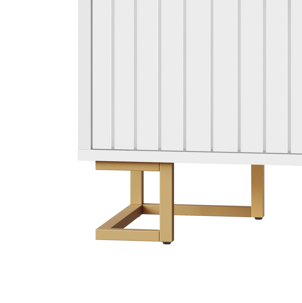 Credenza 152x40x75 cm con 2 ante e 4 ripiani; dispositivo antiribaltamento; MDF bianco