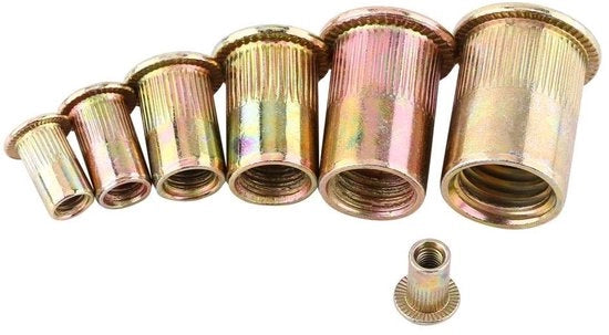 Set di Viti a Rivetto 100 Unità - Viti a Rivetto Piane - Acciaio di Carbonio - Zinco - M3/M4/M5/M6 - Qualità Professionale - Viti a Rivetto