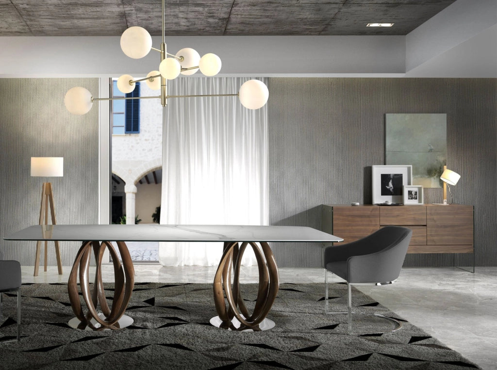 Credenza noce e vetro temperato