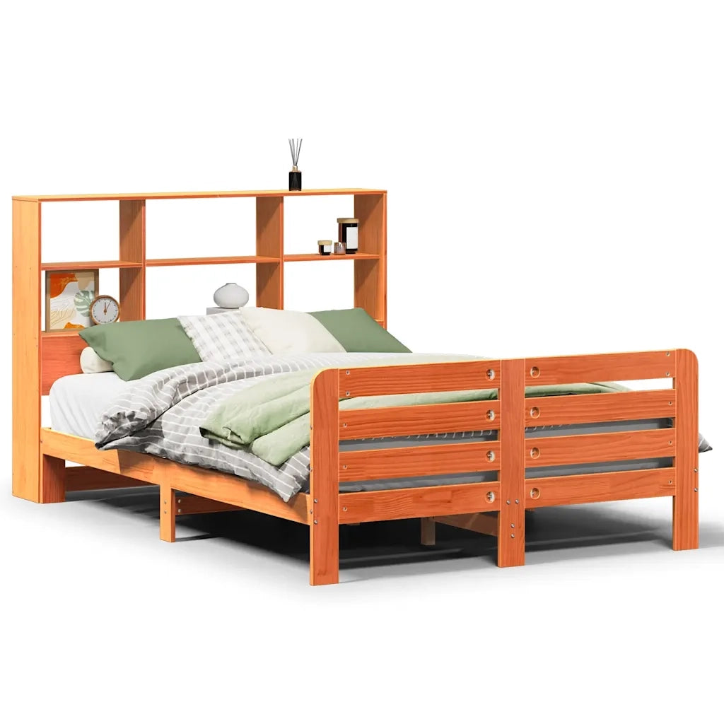 vidaXL Giroletto senza Materasso Marrone Cera 150x200 cm Legno di Pino