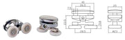 Coppia Cuscinetti Doppia Ruota Attacco Superiore ABS Cromato Box Doccia – Ø23 mm – Foro 9 mm – Interasse 26,5 mm