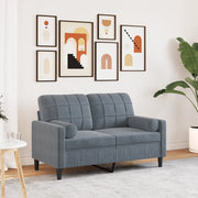 Divano a 2 Posti con Cuscini-Sofa 2 Posti con Cuscini Grigio Scuro 120 cm in Velluto 650388