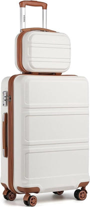 Carrello ABS leggero con guscio rigido a 4 ruote e fessura TSA - Set di 4 ruote 51cm 61cm 71cm + 30cm valigetta estetica Bianco Set di 2 Scatole per bagaglio