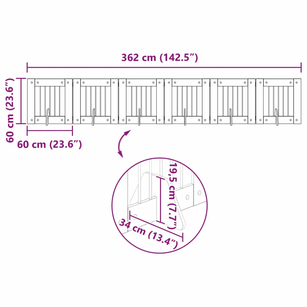Cancello per cani pieghevole con supporti 6 pz Rovere Sonoma 892158