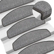 Tappetini per scale 10 pz 65x24x4 cm Grigio scuro Semicircolari Grandi 149753