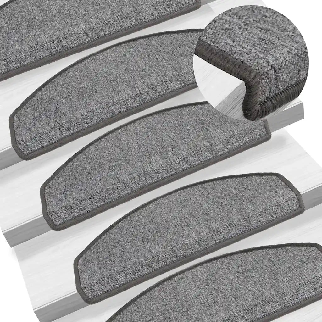 Tappetini per scale 10 pz 65x24x4 cm Grigio scuro Semicircolari Grandi 149753