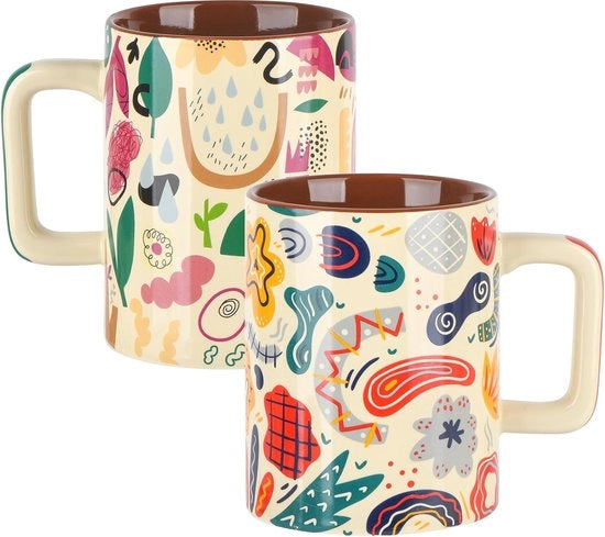Set di bicchieri ceramici, grandi bicchieri ceramici, tazza da tè, bicchiere di porcellana lucido, ideale per caffè, tè, latte, cioccolata calda, 19oz